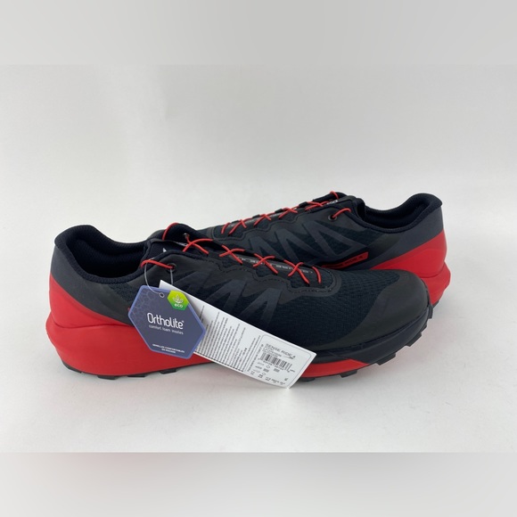 Salomon Sense Ride 4 Black Red Men's Trail Running Shoes Sneakers Goji Berry - Picture 4 of 11